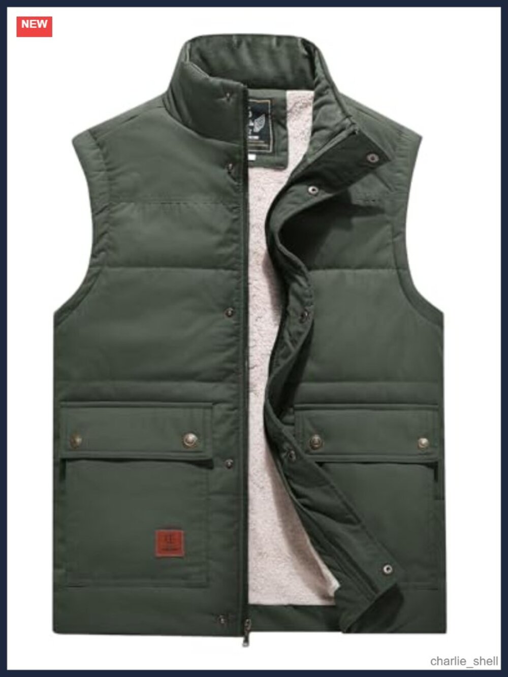 Men's Quilted Puffer Vest Fleece Lined Sleeveless Jacket Winter Warm Zip